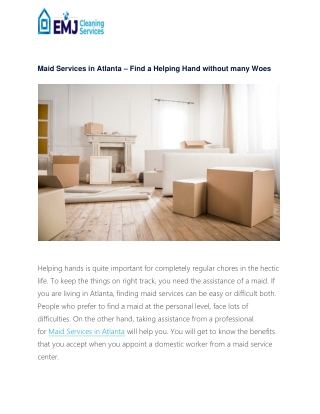 Maid Services in Atlanta – Find a Helping Hand without many Woes