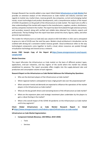 Infrastructure as Code Market Share Emerging Growth, Share, Growth, Insights