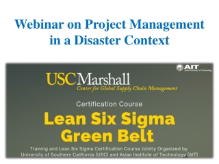 Webinar on Project Management in a Disaster Context