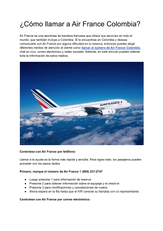 ¿Cómo llamar a Air France Colombia?