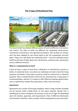 The 4 Types Of Residential Plots