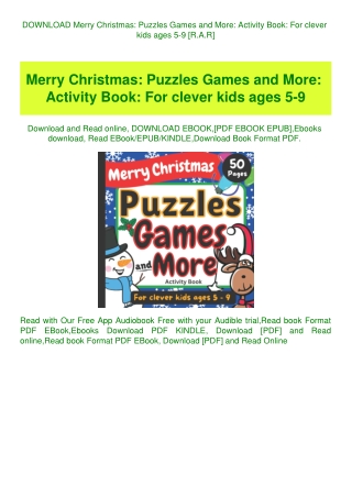 DOWNLOAD Merry Christmas Puzzles Games and More Activity Book For clever kids ages 5-9 [R.A.R]