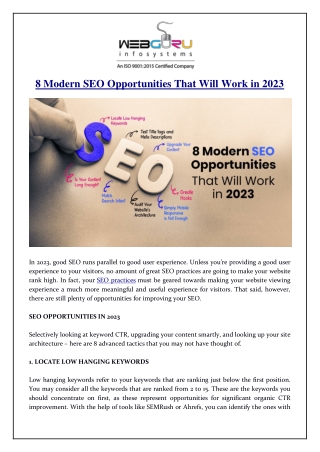 8 Modern SEO Opportunities That Will Work in 2023