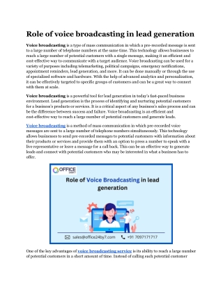 Role of voice broadcasting in lead generation.docx