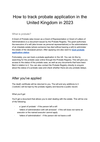 How to track probate application in the United Kingdom in 2023