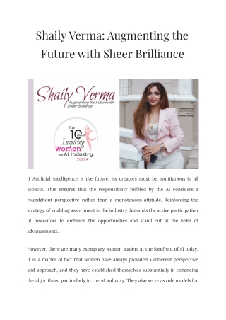 Shaily Verma Augmenting the Future with Sheer Brilliance