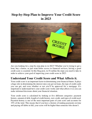 Step-by-Step Plan to Improve Your Credit Score in 2023