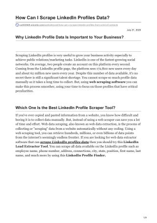 1How Can I Scrape LinkedIn Profiles Data