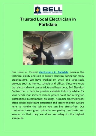 Trusted Local Electrician in Parkdale