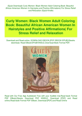 (Epub Download) Curly Women Black Women Adult Coloring Book Beautiful African American Women In Hair