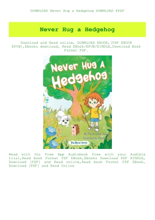 DOWNLOAD Never Hug a Hedgehog DOWNLOAD @PDF