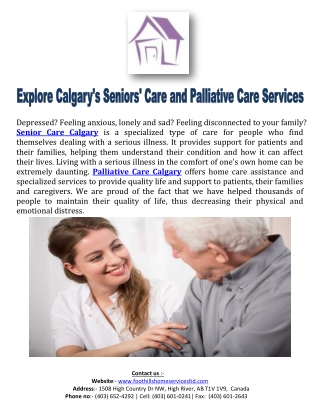 Explore Calgary's Seniors' Care and Palliative Care Services