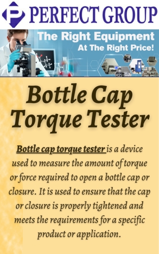 Bottle cap torque tester | Perfectgroupindia