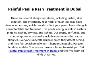 Painful Penile Rash Treatment in Dubai