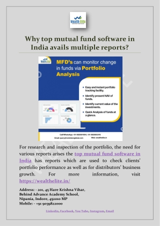 Why top mutual fund software in India avails multiple reports