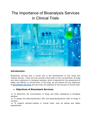 The Importance of Bioanalysis Services in Clinical Trials (1)