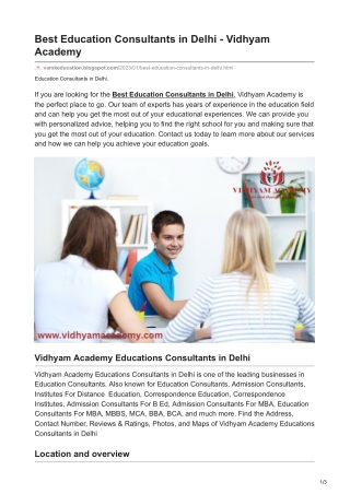 Best Education Consultants in Delhi - Vidhyam Academy