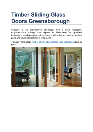 Timber Sliding Glass Doors Greensborough