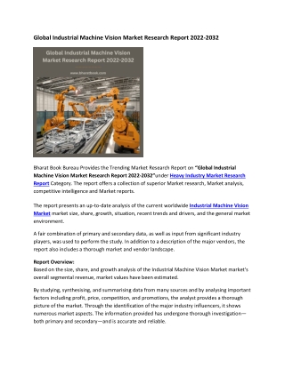 Global Industrial Machine Vision Market Research Report 2022-2032