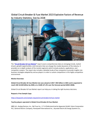 Global Circuit Breaker & Fuse Market 2023 Explosive Factors of Revenue.