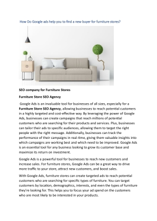 How Do Google ads help you to find a new buyer for furniture stores