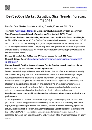 DevSecOps Market Statistics, Size, Trends, Forecast Till 2023