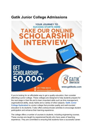 Gatik Junior College Admissions