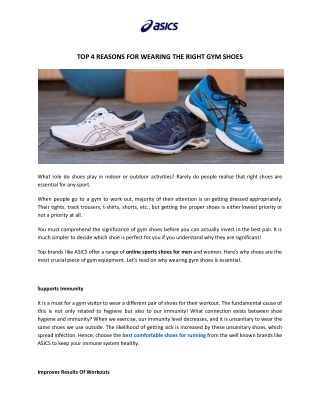 Top 4 Reasons For Wearing The Right Gym Shoes