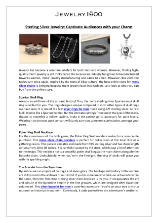 Sterling Silver Jewelry: Captivate Audiences with your Charm