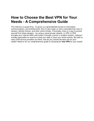 How to Choose a VPN for a PC