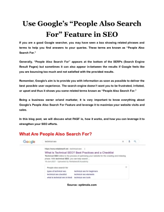 Use Google’s “People Also Search For” Feature in SEO