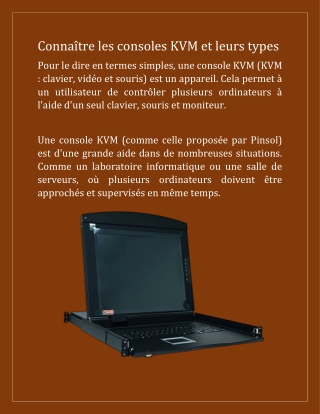 Connaître les consoles KVM et leurs types