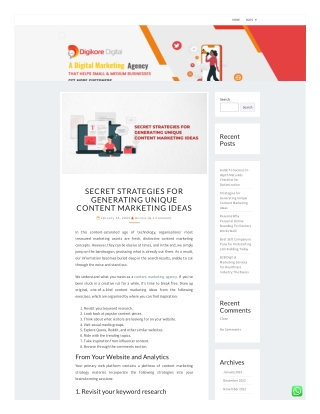 Secret Strategies For Generating Unique Content Marketing Ideas Digikore Digital