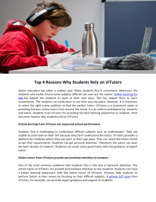 Top 4 Reasons Why Students Rely on ViTutors