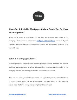 How Can A Reliable Mortgage Advisor Guide You for Easy Loan Approval?