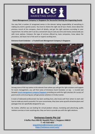 Event Management Company in Singapore for Successful Hosting and Organizing Events