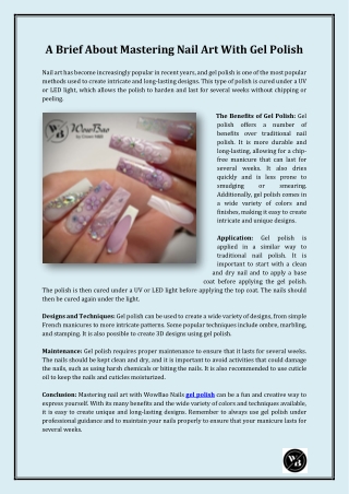 A Brief About Mastering Nail Art With Gel Polish