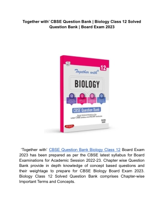 Best Question Bank | Biology Question Bank Class 12| ‘Together with’ CBSE Questi