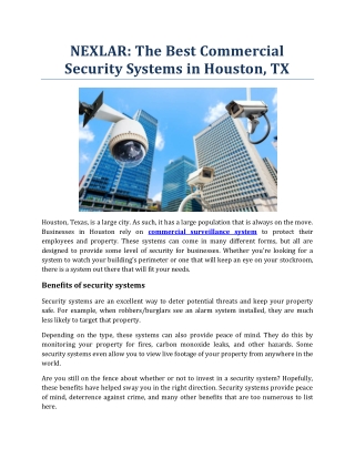 NEXLAR: The Best Commercial Security Systems in Houston, TX