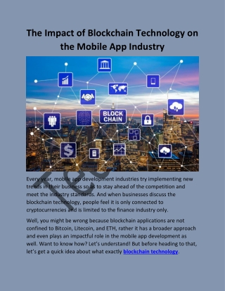 The Impact of Blockchain Technology on the Mobile App Industry