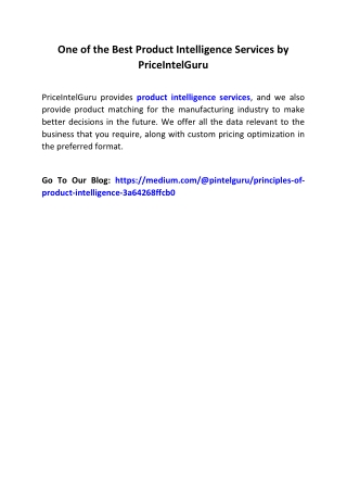 One of the Best Product Intelligence Services by PriceIntelGuru