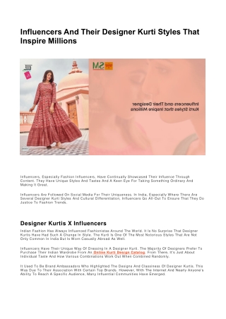 Influencers And Their Designer Kurti Styles That Inspire Millions