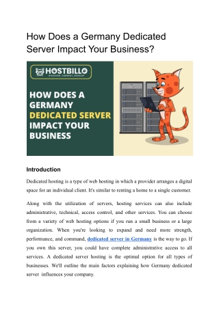 How Does a German Dedicated Server Impact Your Business?