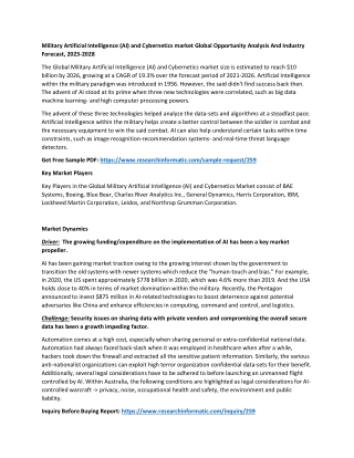 Military Artificial Intelligence (AI) and Cybernetics market Global Opportunity