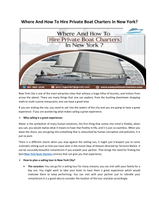 Where And How To Hire Private Boat Charters In New York