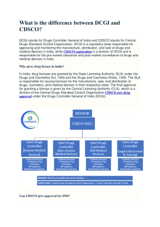What is the difference between DCGI and CDSCO