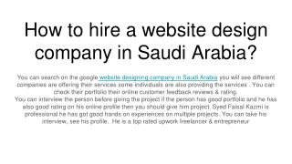 How to hire a website design company in Saudi Arabia_