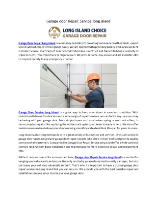 Garage door Repair Service long Island