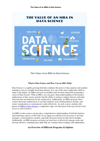 The Value of an MBA in Data Scienc2