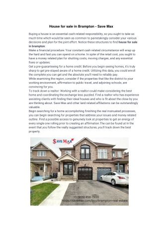 House for sale in Brampton - Save Max